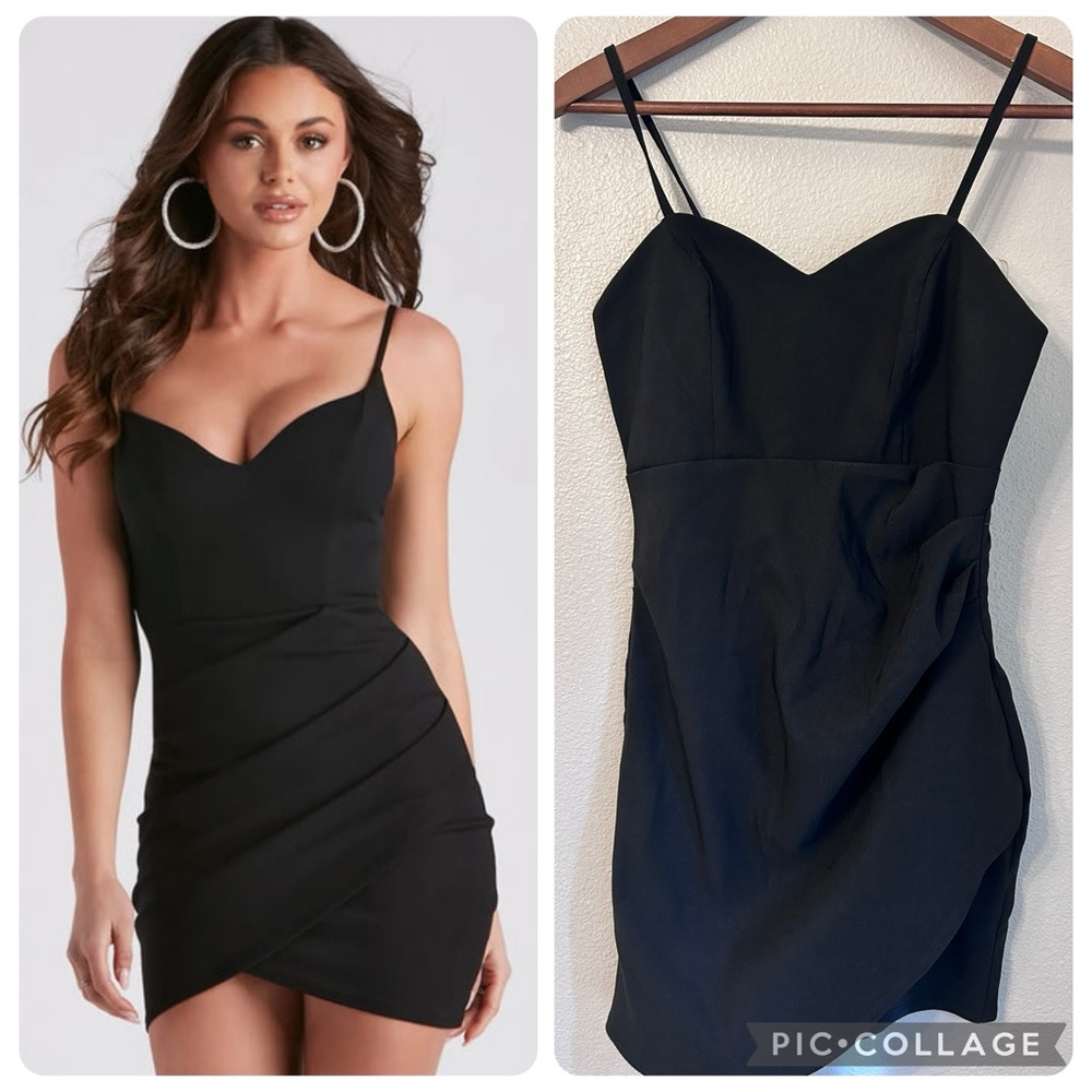 Crystal Doll Elegant Black Spaghetti Strap Dress size M